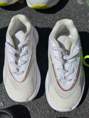 adidas Kids White Sneakers with Gold Trim